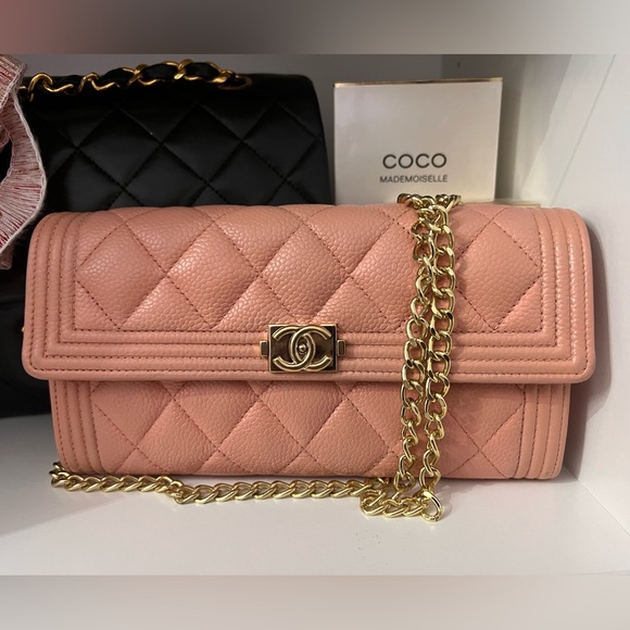 CHANEL Handbags - Perfect Chanel Wallet Le Boy on unbranded chain.🤩